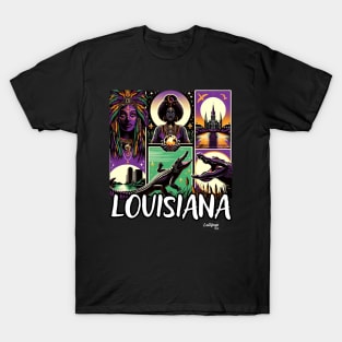 Cajun Twilight: Louisiana's Bayou - American Vintage Retro style USA State T-Shirt